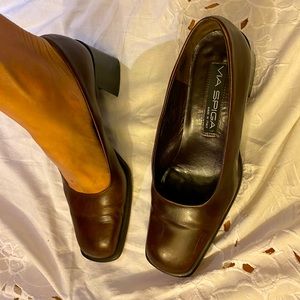 Via Spiga wide brown elegant made in Italy heels